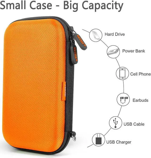 Alt view image 4 of 5 - Shockproof Hard EVA Carrying Case Travel Pouch for External Hard Drive, Power Bank, Cell Phone, Cable, Cord - Portable Small Electronic Accessories Organizer Storage Zipper Pouch