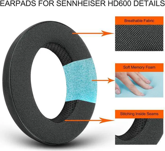 Alt view image 4 of 5 - Gvoears New in 2023 Replacement Earpads for Sennheiser HD650/HD600/HD660S/HD545/HD525/HD535 Headphone Pads, Ear Cushion also fit for MassdropX HD6XX/HD58X & HD580/HD565 Jubilee Headphone, Soft Sponge