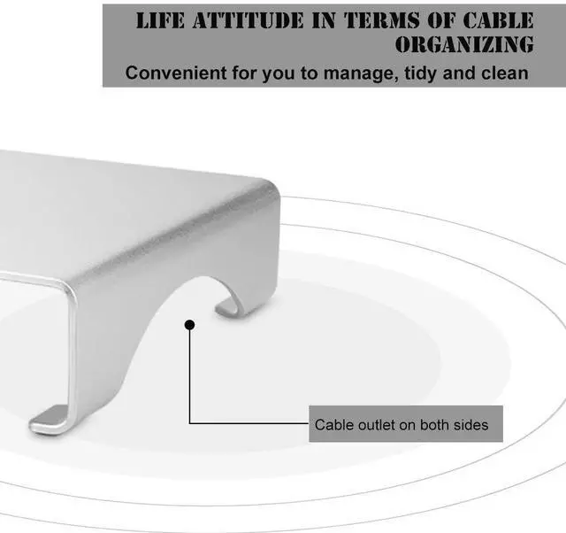 Alt view image 2 of 5 - Heayzoki Desk Monitor Stand Riser,Aluminum Alloy Monitor Stand Riser,for Notebook Laptop Computer Desk Stand Organizer Shelf,Delicate Workmanship, Feel,Silver