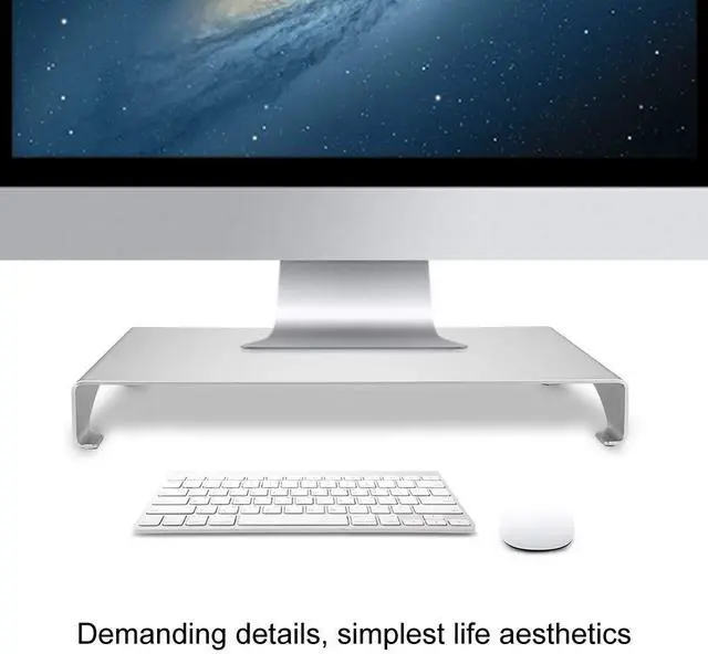 Alt view image 3 of 5 - Heayzoki Desk Monitor Stand Riser,Aluminum Alloy Monitor Stand Riser,for Notebook Laptop Computer Desk Stand Organizer Shelf,Delicate Workmanship, Feel,Silver