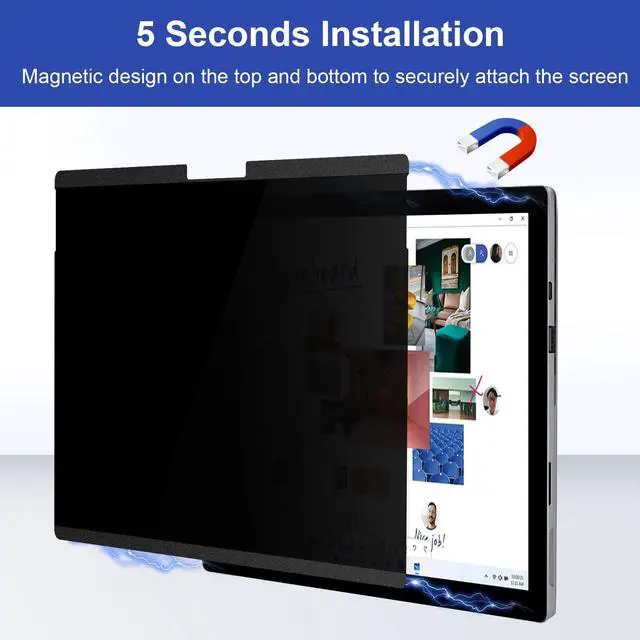 Alt view image 2 of 5 - IPROKKO Privacy Screen for Surface Pro 7 Plus/7/6/5/4/(12.3 inch), Magnetic Removable Microsoft Surface Privacy Filter, Laptop Anti Glare Blue Light Screen Protector