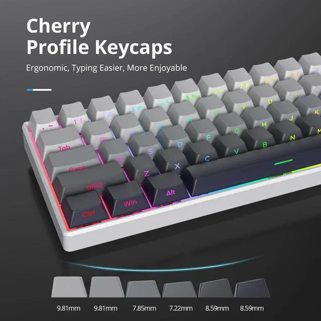 Alt view image 2 of 5 - iRoboosta Cherry Profile Side Printed PBT Keycaps, 135 Key Minimalist Double Shot Shine Through Custom Keycap, Gradient Key Cap for Cherry MX Switches Mechanical Keyboard (Grey/Side Print)