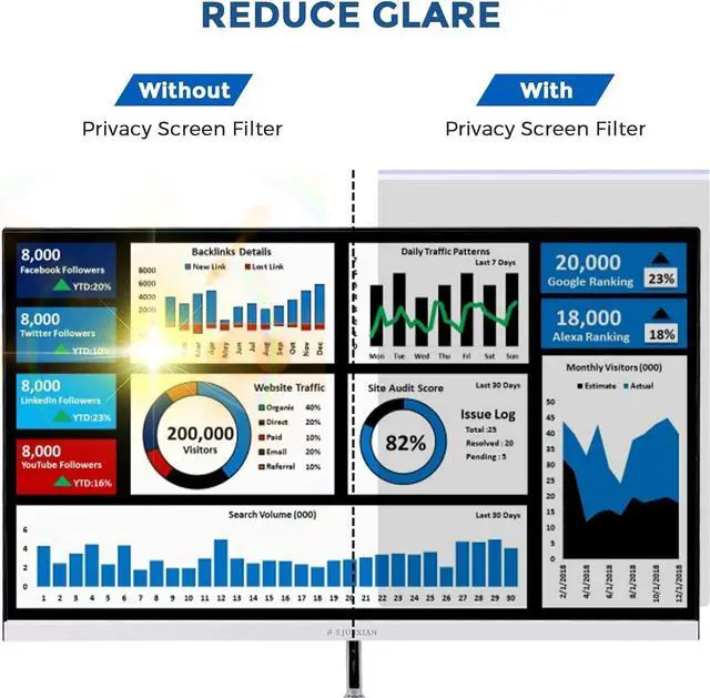 Alt view image 4 of 5 - JiSiTeCai 23 Inch 16:9 Computer Privacy Screen Filter for Monitor - Privacy Shield and Anti-Glare Protector