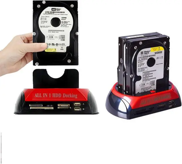 Alt view image 4 of 5 - 2.5" 3.5" HDD Docking Station w/Card Reader USB 2.0 SSD IDE SATA Hard Drive Dock Support All 2.5 / 3.5" SATA & IDE Hard Disk