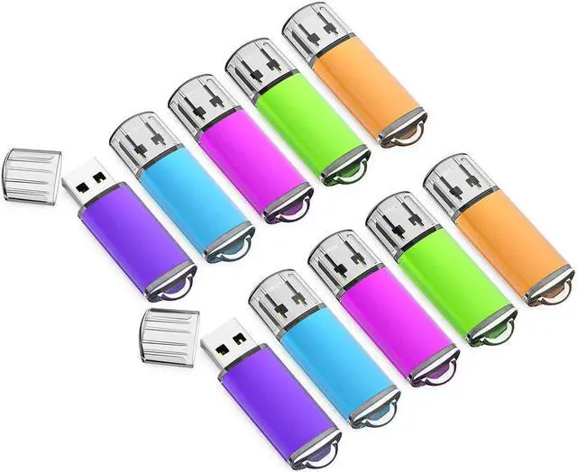 Main image of 8GB USB Flash Drive 10 Pack K&ZZ USB 2.0 Thumb Drive 8 GB Memory Stick Gig Sticks Data Drive Flash Stick U Disk with LED Indicator (5 Mixed Colors: Blue Green Pink Orange Purple)