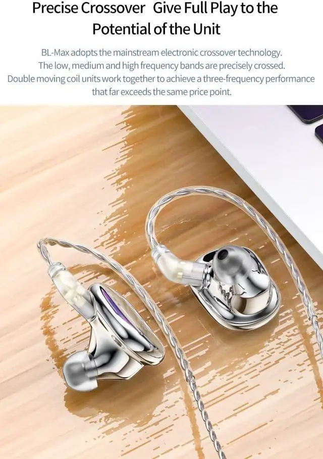Alt view image 4 of 5 - keephifi Earphone BLON BL-max in-Ear Monitor 6mm Lightweight Diaphragm and 10mm Carbon Diaphragm Headphones for HiFi Music Headsets with 2 Pin Removable Cable (no mic, Gun)