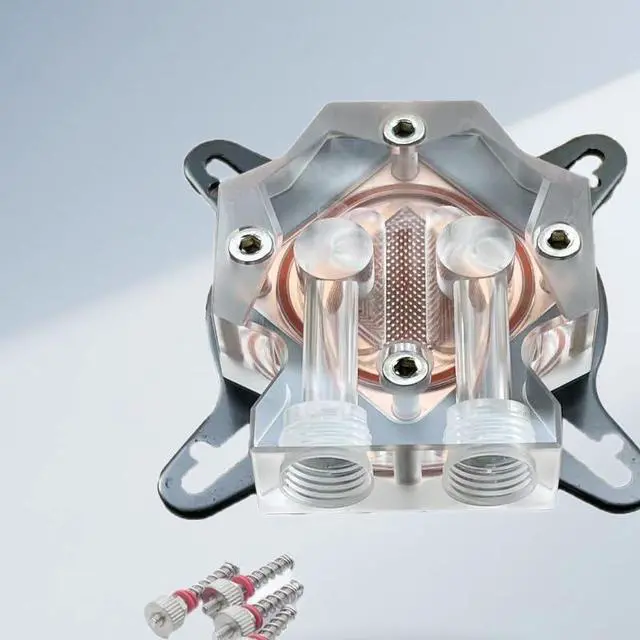 Alt view image 5 of 5 - Graphics Card Water Cooling Block GPU Water Cooling Block Universal 43-63mm Copper Base Cool Inner 2-Hole Channel for Cools The GPU Chip-Transparent Block