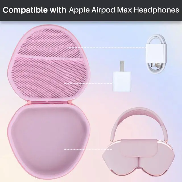 Alt view image 3 of 5 - Lebakort Hard Case Compatible with Apple AirPods Max Over-Ear Headphones (Pink Case)