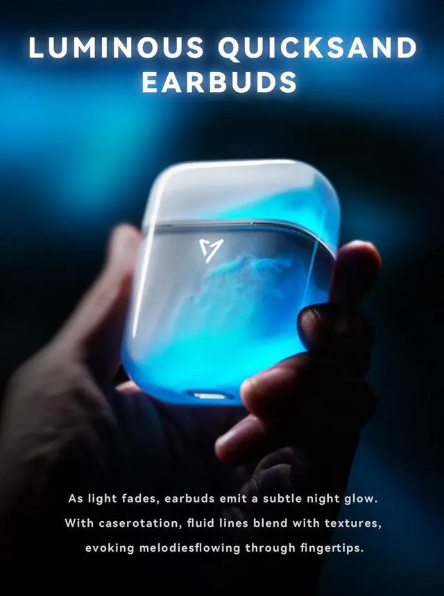 Alt view image 2 of 5 - LIUP Wireless Luminous Earbuds LP1 Bluetooth 5.4 Moving Sand Glow in The Dark Earbuds with Wireless Charging Case 32H Playback Ear Buds Stereo Bass Built-in Mic in Ear Earphones for TV Smart Phone