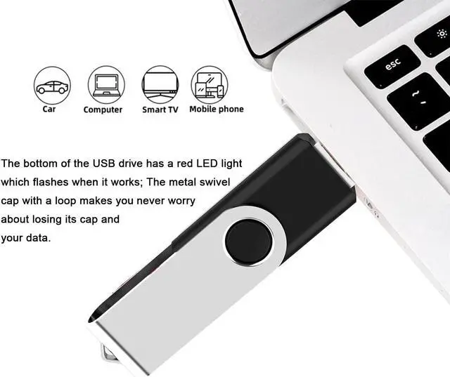 Alt view image 3 of 5 - MAKACTUA USB 2.0 Flash Drives 10 Pack, 8GB Thumb Drive Swivel Memory Stick Black