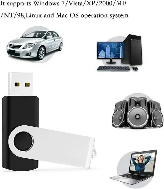 Alt view image 2 of 5 - MAKACTUA USB 2.0 Flash Drives 10 Pack, 8GB Thumb Drive Swivel Memory Stick Black
