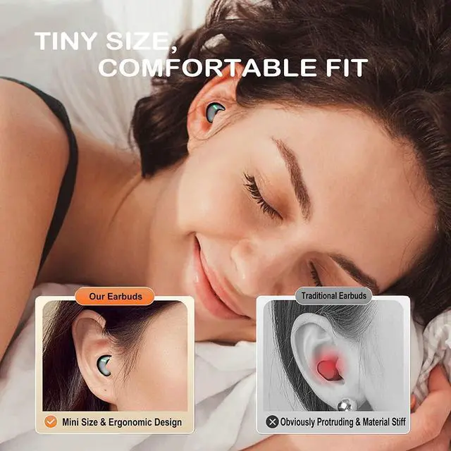 Alt view image 4 of 5 - Invisible Sleep Wireless Earphone, Ipx5 Waterproof Bluetooth Earbuds, Lightweight Sleep Headphones Bluetooth 5.3, Painless Invisible Sleep Earphones for Sensitive Sleeper, Long Battery Life (black)