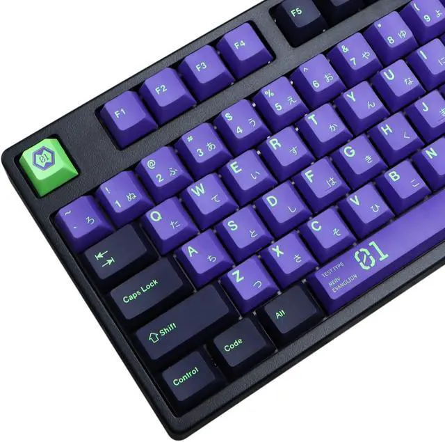 Main image of MOLGRIA Keycaps Purple and Black 128 Set Unit-01 Keycaps for Gaming Keyboard, PBT Cherry Profile Dye Sublimation Keycaps for Gateron Kailh Cherry MX 104/87/74/61 60/75 Percent Keyboard