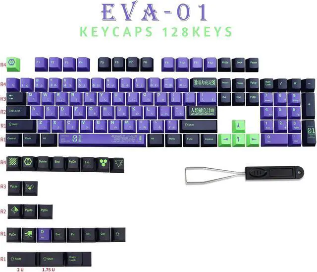 Alt view image 2 of 5 - MOLGRIA Keycaps Purple and Black 128 Set Unit-01 Keycaps for Gaming Keyboard, PBT Cherry Profile Dye Sublimation Keycaps for Gateron Kailh Cherry MX 104/87/74/61 60/75 Percent Keyboard