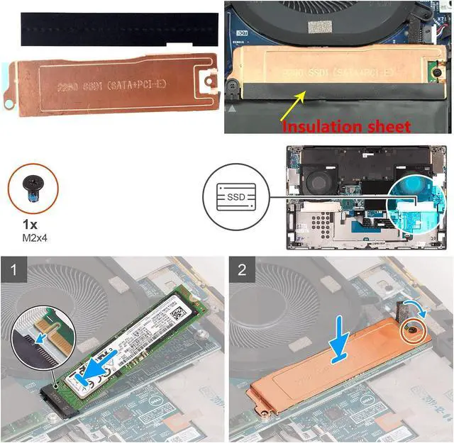 Alt view image 2 of 5 - Deal4GO Slot 1 M.2 2280 SSD Heatsink Cover 0HFD3T HFD3T SSD1 Thermal Bracket w/Insulation Sheet for Dell XPS 17 9700 9710 Precision 17 5750