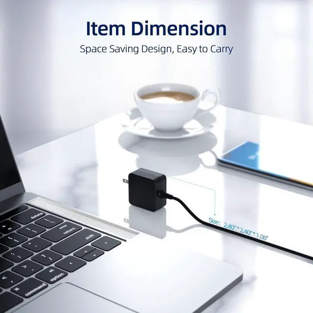 Alt view image 3 of 5 - 45W AC Charger Replacement Fit for Samsung Galaxy Chromebook XE930QCA XE931QCA, Galaxy Chromebook 2 XE530QDA 15.6"13.3" Galaxy Chromebook Go 14" XE345XDA-MA1TM Laptop Adapter Power Supply Cord