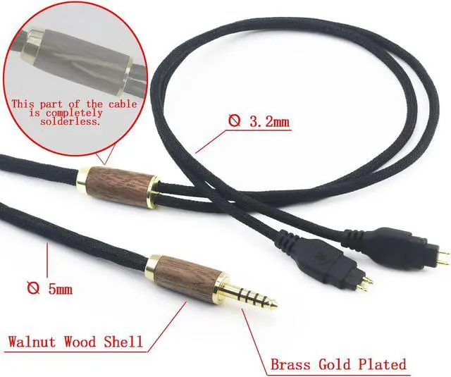 Alt view image 3 of 5 - NewFantasia 4.4mm Balanced Male 6N OCC Copper Silver Plated Cord 4.4mm Balanced Cable Compatible with Sennheiser HD650, HD600, HD580, HD660S, HD58X, Massdrop HD6XX Headphone Walnut Wood Shell