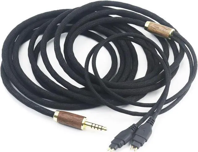 Alt view image 2 of 5 - NewFantasia 4.4mm Balanced Male 6N OCC Copper Silver Plated Cord 4.4mm Balanced Cable Compatible with Sennheiser HD650, HD600, HD580, HD660S, HD58X, Massdrop HD6XX Headphone Walnut Wood Shell