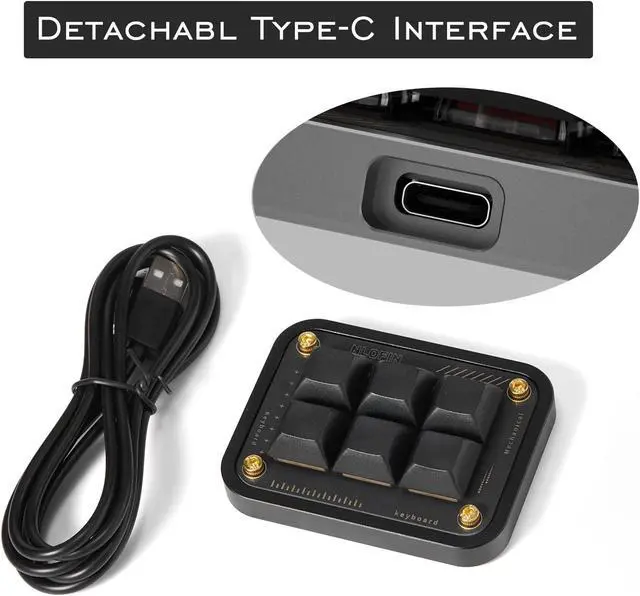 Alt view image 2 of 5 - NLOFIN Custom Macro Pad Programmable Designer Mini Keyboard 6 Keys (Black,KB06)