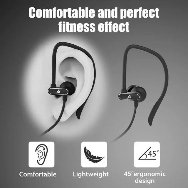 Alt view image 3 of 5 - ADPROTECH Lightning Earbuds with Ear-Hook Sports Earphones for iPhone 14/13/12/11 Pro Max/X/XS Max/XR - MFi Certified with Mic - Black