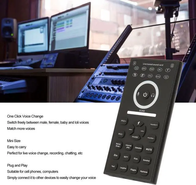 Alt view image 2 of 5 - Voice Changer Disguiser, Handheld Mini Sound Changer Device, for Phone PC Computer, Multi Sound Effects Gaming Live Sound Card, Plug and Play