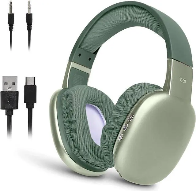 Main image of iJoy Ultra Wireless Headphones with Microphone- Rechargeable Over Ear Wireless Bluetooth Headphones with 10Hr Playtime, SD Slot, Backup Wire- Soft Cushion Wireless Headset with Mic (Green)