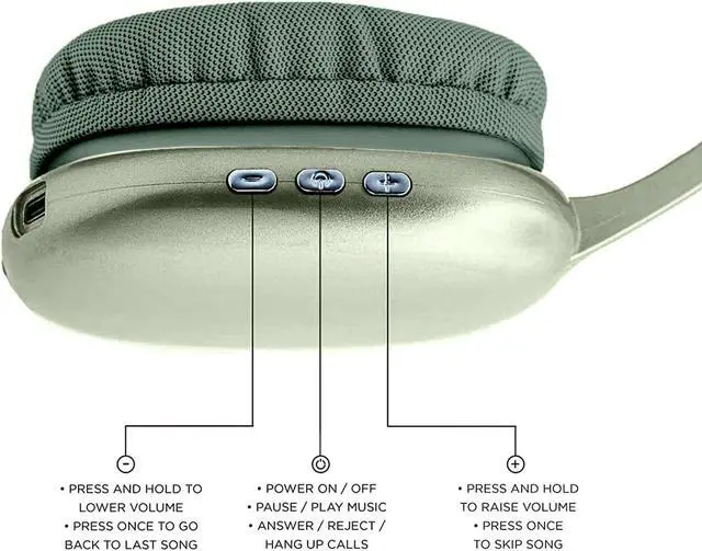 Alt view image 4 of 5 - iJoy Ultra Wireless Headphones with Microphone- Rechargeable Over Ear Wireless Bluetooth Headphones with 10Hr Playtime, SD Slot, Backup Wire- Soft Cushion Wireless Headset with Mic (Green)