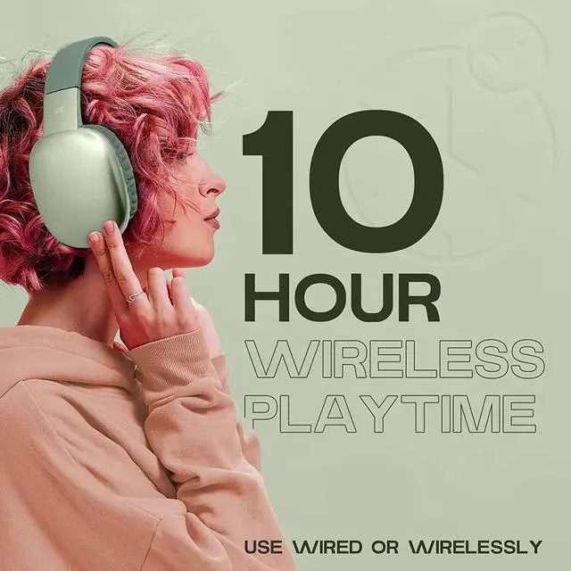 Alt view image 5 of 5 - iJoy Ultra Wireless Headphones with Microphone- Rechargeable Over Ear Wireless Bluetooth Headphones with 10Hr Playtime, SD Slot, Backup Wire- Soft Cushion Wireless Headset with Mic (Green)