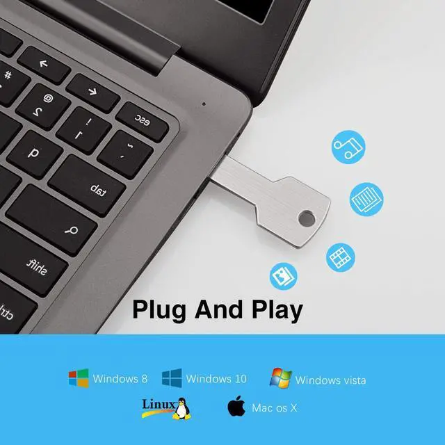 Alt view image 4 of 5 - RAOYI 10 Pack 32GB USB Flash Drive USB 2.0 Metal Key Shape Memory Stick Thumb Drive Pen Drive-Silver