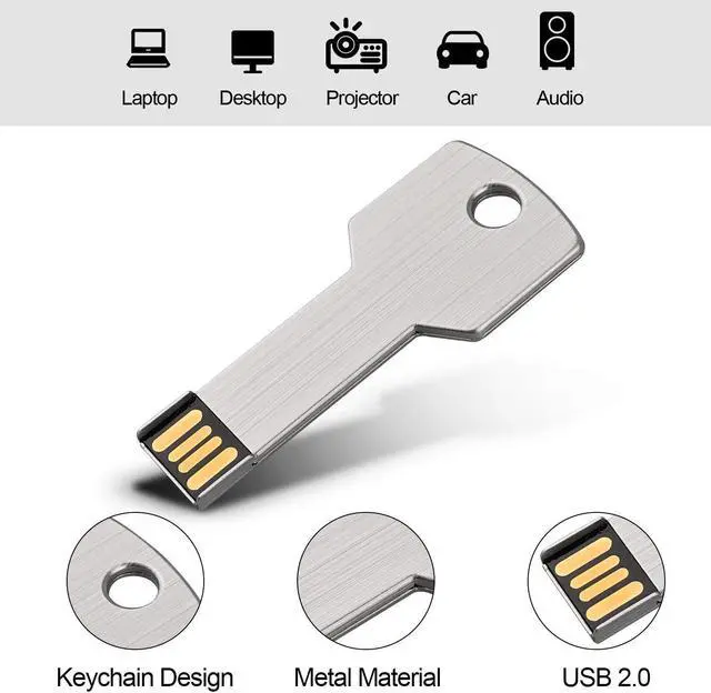 Alt view image 2 of 5 - RAOYI 10 Pack 32GB USB Flash Drive USB 2.0 Metal Key Shape Memory Stick Thumb Drive Pen Drive-Silver