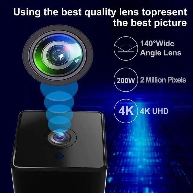 Alt view image 2 of 5 - Rettru 4K Mini Spy Camera,1800mAh Battery,WiFi Home Security Cameras Tiny Office Cams with 100Days Standby Phone APP AI Human Detection Auto Night Vision