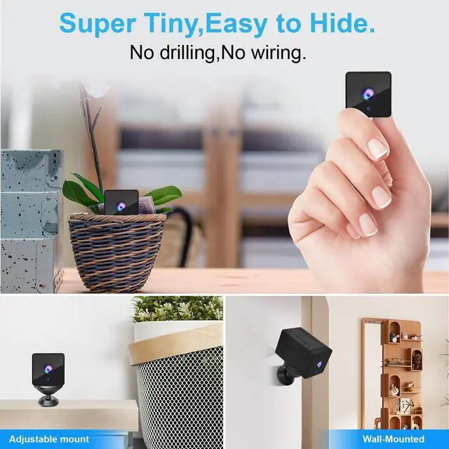 Alt view image 3 of 5 - Rettru 4K Mini Spy Camera,1800mAh Battery,WiFi Home Security Cameras Tiny Office Cams with 100Days Standby Phone APP AI Human Detection Auto Night Vision