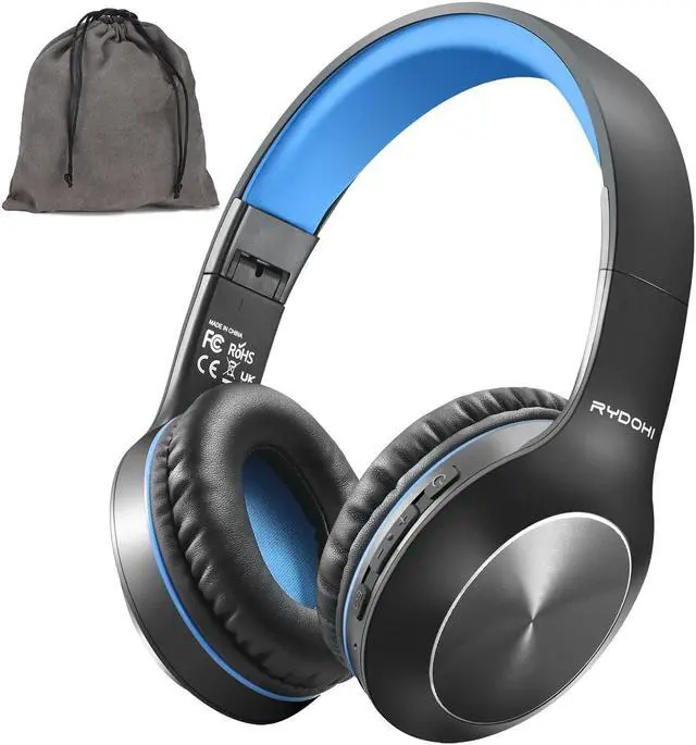 Main image of Rydohi Bluetooth Headphones Over Ear, 68H Playtime 3 EQ Music Modes Wireless Headphones with Microphone/Deep Bass, Foldable Lightweight Headset for PC Home Travel Office(Black Blue)