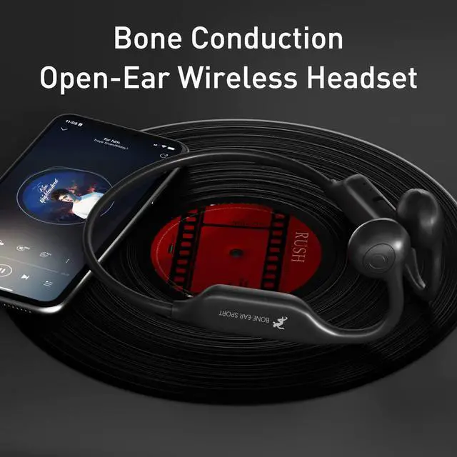 Alt view image 2 of 5 - doqo Bone Conduction Headphones, Open Ear Headphones with MIC, Wireless Bluetooth 5.2 Sport Headset IP65 Sweat Resistant for Running, Bicycling, Hiking, Yoga -Black (Frosted Black)