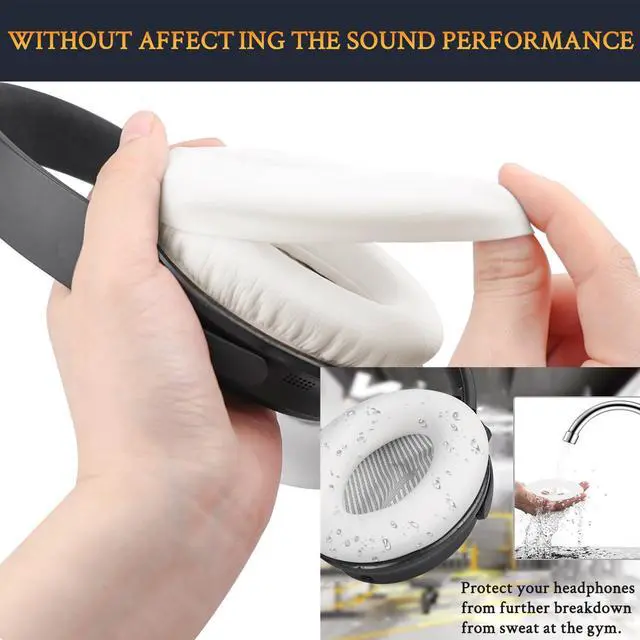 Alt view image 5 of 5 - SOULWIT Ear Pads Cushions + Headband + Silicone Earpads Cover Protector, Replacement Kit for Bose QuietComfort 35 QC35, QC35 ii Over-Ear Headphones - White