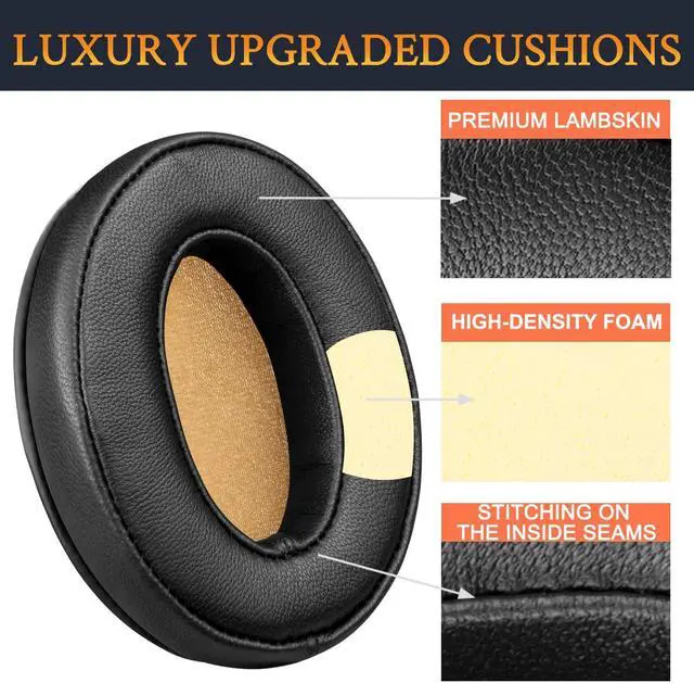 Alt view image 4 of 5 - SOULWIT Lambskin Replacement Ear Pads for Sennheiser Momentum 2.0 (M2)/HD1 Wireless Over/Around Ear Headphones, Cushions with Noise Isolation Memory Foam - Black