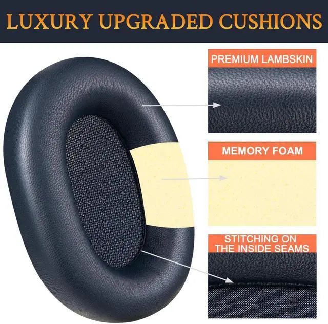 Alt view image 3 of 4 - SOULWIT Lambskin Replacement Earpads for Sony WH-1000XM5 (WH1000XM5) Noise Canceling Headphones, Ear Pads Cushions with Softer Lambskin, Noise Isolation Foam, Added Thickness - Brilliant Blue