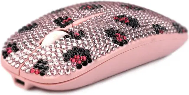 Alt view image 2 of 5 - SA@ Bling Wireless Mouse, Pink Rhinestone Sparkly Computer Mouse with USB Receiver for Girls, Bedazzled Leopard Mice for Notebook, PC, Laptop, MacBook