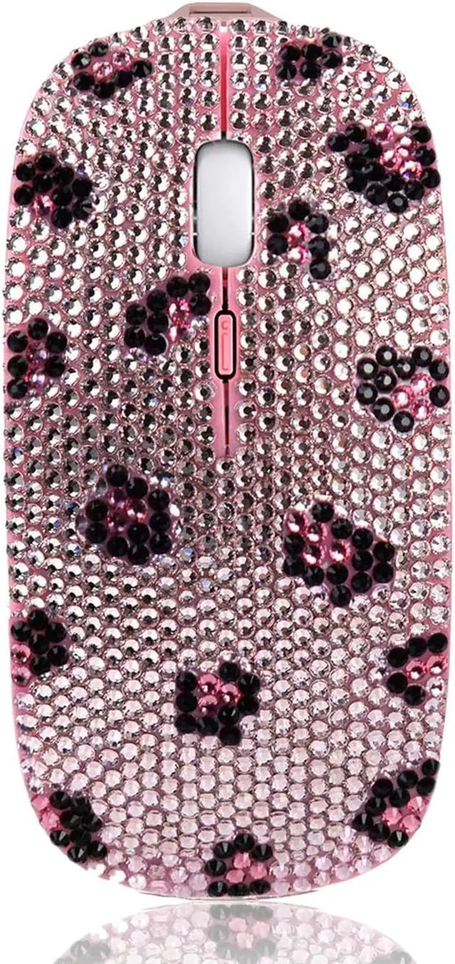 Main image of SA@ Bling Wireless Mouse, Pink Rhinestone Sparkly Computer Mouse with USB Receiver for Girls, Bedazzled Leopard Mice for Notebook, PC, Laptop, MacBook