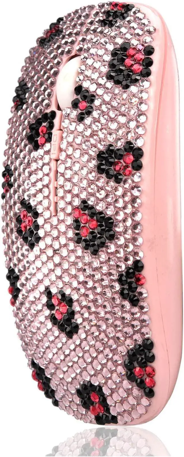 Alt view image 3 of 5 - SA@ Bling Wireless Mouse, Pink Rhinestone Sparkly Computer Mouse with USB Receiver for Girls, Bedazzled Leopard Mice for Notebook, PC, Laptop, MacBook