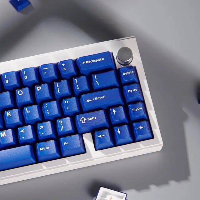 Alt view image 3 of 5 - 114 Keys Double Shot Keycaps Cherry Profile Blue Translucent Keycaps Set Fit for 60% 65% 75% Cherry Mx Switches