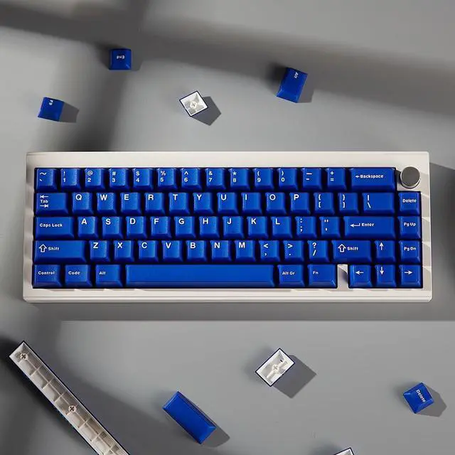 Alt view image 5 of 5 - 114 Keys Double Shot Keycaps Cherry Profile Blue Translucent Keycaps Set Fit for 60% 65% 75% Cherry Mx Switches