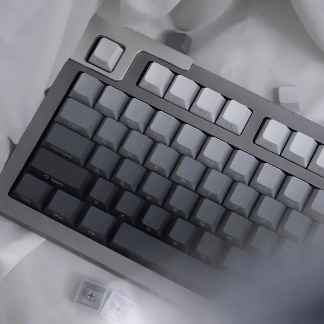 Alt view image 4 of 5 - 125 Keys Gradient Gray Keycaps PBT Dye Sub Cherry Profile Fit for 61/87/104/108 Cherry Mx Switches Mechanical Keyboard