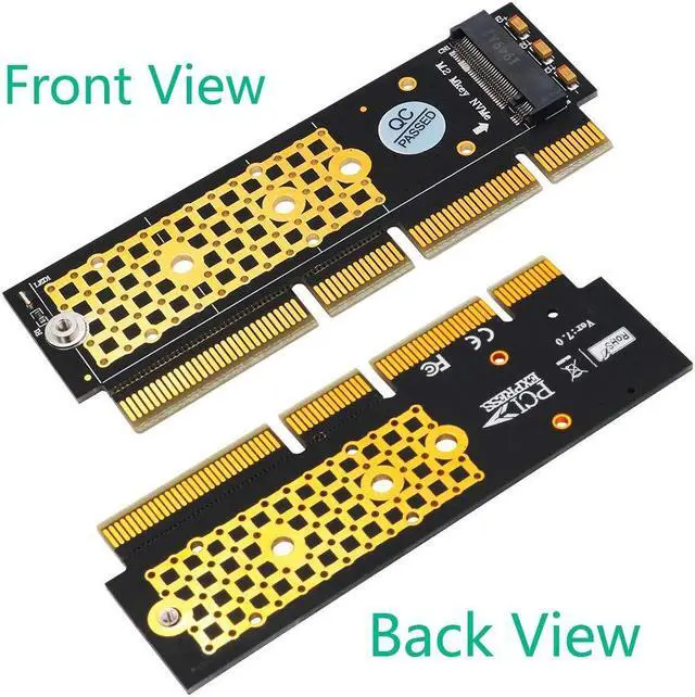 Alt view image 5 of 5 - M.2 NGFF NVMe SSD to PCIE 3.0 X16/X8/X4 Adapter with heatsink for 1U/2U Server and Low Profile PC