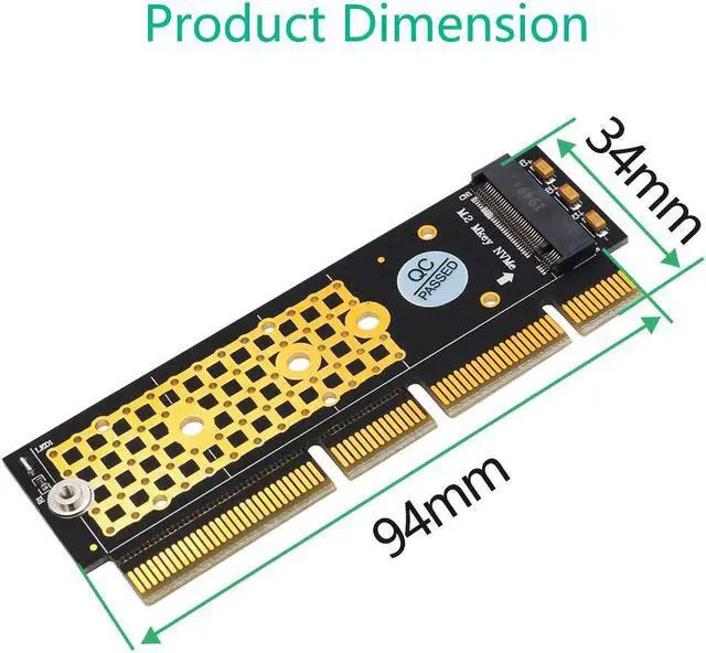 Alt view image 4 of 5 - M.2 NGFF NVMe SSD to PCIE 3.0 X16/X8/X4 Adapter with heatsink for 1U/2U Server and Low Profile PC