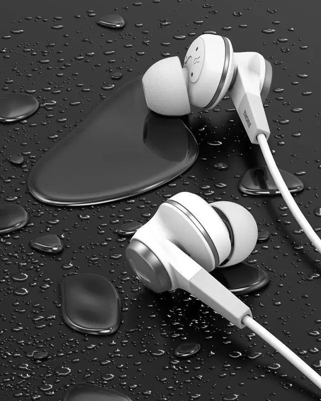 Alt view image 4 of 5 - Thore iPhone Earphones (Apple MFi Certified) V120 in Ear Wired Lightning Earbuds (Sweat/Water Resistant) Headphones with Mic/Volume Remote for iPhone 12/13/14 Pro Max - White
