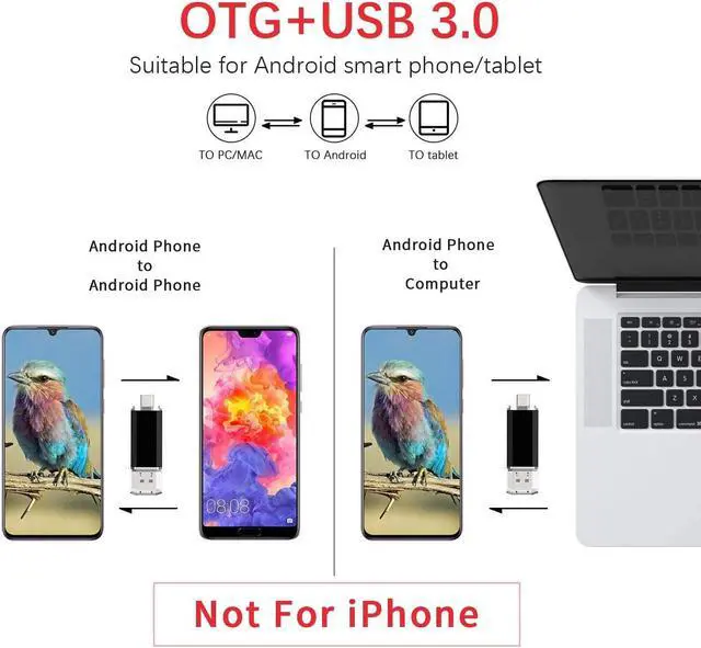 Alt view image 5 of 5 - Vansuny 5 Pack 128GB USB C Flash Drive 2 in 1 OTG USB 3.0+USB C Memory Stick with Keychain Thumb Drive Photo Stick Jump Drive for Android Smartphones, Computers, MacBook, Tablets, PC