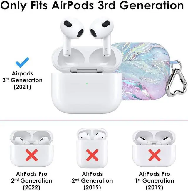 Alt view image 2 of 5 - Velvet Caviar Compatible with AirPods 3rd Generation Case with Keychain - Cute Protective Hard AirPod 3 Cases for Women - Holographic Pink Blue Marble