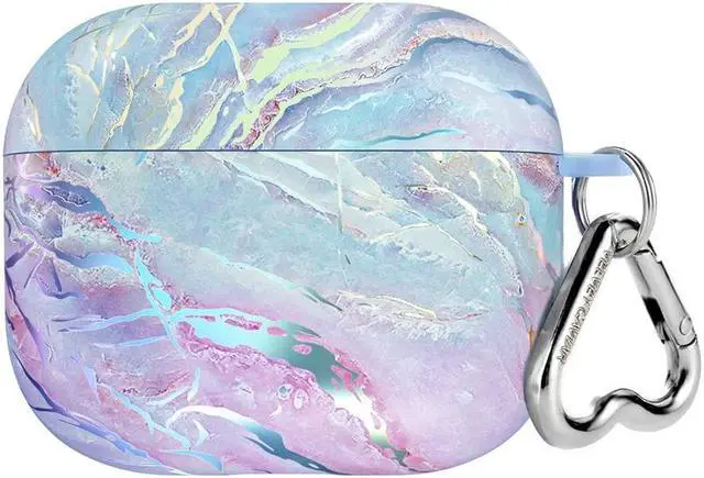 Alt view image 5 of 5 - Velvet Caviar Compatible with AirPods 3rd Generation Case with Keychain - Cute Protective Hard AirPod 3 Cases for Women - Holographic Pink Blue Marble