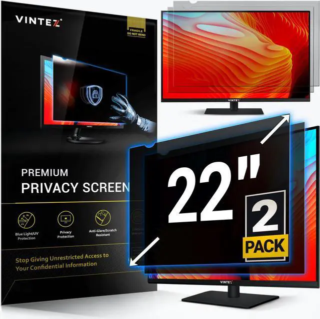 Main image of [2 Pack] 22 Inch 16:9 Computer Privacy Screen Filter for Widescreen Monitor and Laptop - Anti-Glare - Anti-Scratch Protector Film - Data Confidentiality Shield [2 Pack]